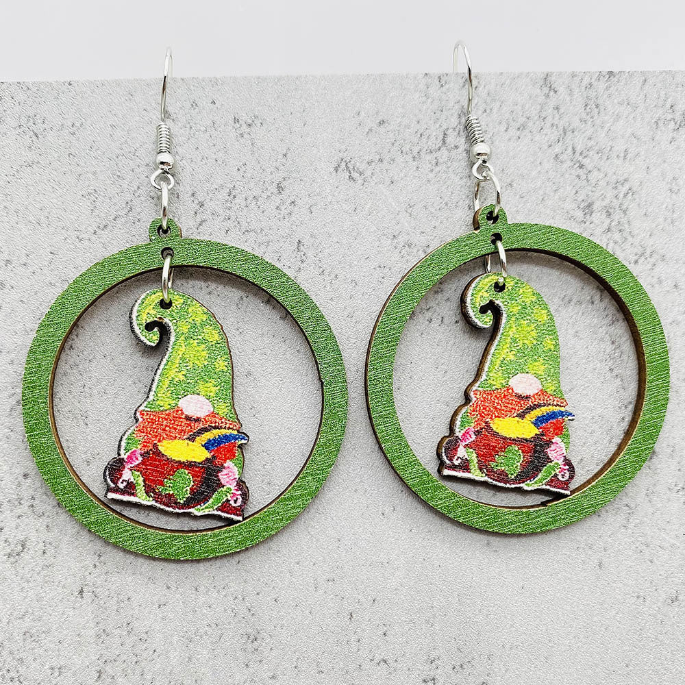 Wholesale Christmas Elk Dwarf Splice Wooden Earrings